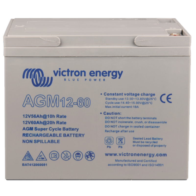Victron AGM Super Cycle accu 12V, 60Ah (20u) M5 - Batterijen Smart Energy  Shop - Specialist in Victron Energy and Fischer Panda hybrid energy